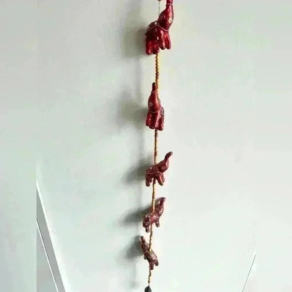 Red Elephant Jewelled Hanging Art Beaded  Wall Home Decor Bohemian Children Kids - Picture 3 of 8